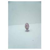 Vintage Fenton Iridescent Hand-Painted Glass Egg on Pedestal Base