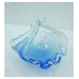 Vintage Murano-Style Art Glass Basket Bowl 6" tall