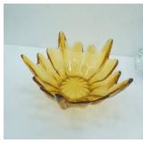 Vintage Viking Epic Stockholm Amber Glass Lotus Bowl designed by Wayne Husted. 1960s