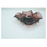 Vintage Murano Art Glass Bowl, Amethyst Purple, Controlled Bubble