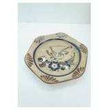Vintage Mexican Tonala Folk Art Pottery Plate