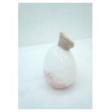 Cupcake and Cashmere Glass Pink & White Egg Shelf Sitter w/Butterfly Accent
