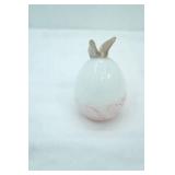 Cupcake and Cashmere Glass Pink & White Egg Shelf Sitter w/Butterfly Accent