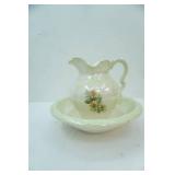 Arnels Vintage Victorian-Style Ceramic Glazed Pitcher & Wash Basin Set