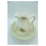 Arnels Vintage Victorian-Style Ceramic Glazed Pitcher & Wash Basin Set