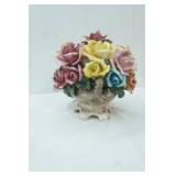 Italian Capodimonte Porcelain Flower Basket Centerpiece