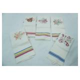 5 Embroidered Dish Towels NEW
