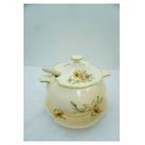 Vintage Hand-Painted Ceramic Soup Tureen Set with lid, ladle, and under plate