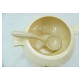 Vintage Hand-Painted Ceramic Soup Tureen Set with lid, ladle, and under plate