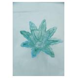 Lavorazione Murano-Style Blue Swirl Petal Glass Candle Holder or Bowl 7" wide by 4" tall