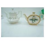 1839 Antique Sadler Oval Barrel Teapot & Johnson Bros "Eternal Beau" Teapot