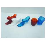 Vintage Fenton Art Glass Slippers and Votive Candle Holders