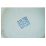 Chinese Blue and White Hexagonal Porcelain Vase with Figural Scenes and handles. 13" tall