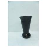 Paden City #184 Ebony Black Glass Lela Bird Etched 10" Vase