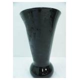Paden City #184 Ebony Black Glass Lela Bird Etched 10" Vase