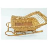 Vintage Wicker Sleigh Basket 19"x 9.5x9"