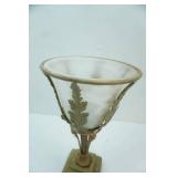 Antique Art Nouveau-Style Metal and Glass Table Lamp 19" tall by 11" diameter