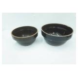 Vintage Brown Glaze Stoneware Mixing Bowls. Crock Bowls