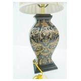 26" Black and Gold Chinoiserie-Style Ceramic Table Lamp