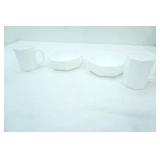 Vintage Arcoroc France Octime White Milk Glass Mugs and Bowls