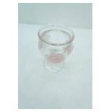 Vintage Teleflora Clear glass vase with raised frosted pink roses,6"