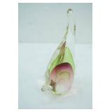 Hand Blown Art Glass Angel Fish Figurine Featuring internal green ,pink/cranberry coloration,8.5"