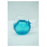 Vintage Blue Art glass fish Sculpture Jellyfish,4.5" x6"