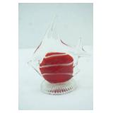 Hand-Blown Art Glass Fish Figurine. Murano-Style 5.25" long by 6" tall