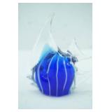 Murano-Style Blue and Clear Art Glass Angel Fish Figurine