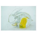 Art Glass Bunny Rabbit Paperweight w/controlled bubbles. 4" long by 2.75" tall