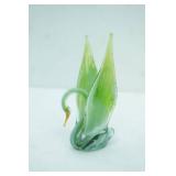 Art Glass Swan Figurine. 6" tall by 3.5" long