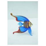 Blown Glass Fish Figurine. Tropical, colorful, intricate. 4" long by 4" tall
