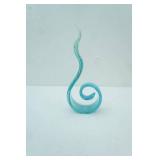 Hand-Blown Art Glass Ribbon Swirl Sculpture. 12" tall