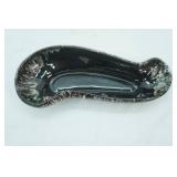 MCM Black & White with hints of green Ceramic Console Bowl, Canoe Bowl.