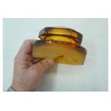 Vintage L.E. Smith 10-Panel Amber Glass Apothecary Canister. 12" tall