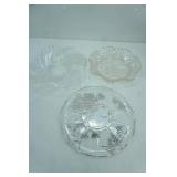 Vintage Federal Pioneer Pattern Clear Glass Fruit Bowl; Silver City "Flanders Poppy" w/Sterling Overlay