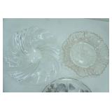 Vintage Federal Pioneer Pattern Clear Glass Fruit Bowl; Silver City "Flanders Poppy" w/Sterling Overlay