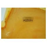 Vintage Murano White Crystal Bowl. Amber/Carmel Colored. 7.5" tall by 9.5" diameter