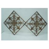 Ornate Metal Wall Hangings 18" Squares