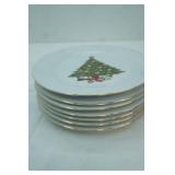Gold Rimmed Vintage Sea Gull Fine China Christmas Tree Dinner Plates