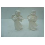 Vintage White Ceramic Angel Figurines. High-Gloss