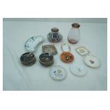 Vintage/Antique Mini Tea Plates/Butter Pat Plates and Glass Vases, Variety