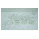 Vintage Crystal Pieces, Divided Round Relish Plates, cups, goblet