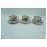 Vintage Soviet-Era Lusterware Porcelain Teacups and Saucers. Made in USSR