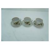 Vintage Soviet-Era Lusterware Porcelain Teacups and Saucers. Made in USSR