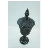 Vintage Tiara Exclusive Indiana Glass Black Diamond Point Apothecary Jar