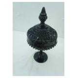 Vintage Tiara Exclusive Indiana Glass Black Diamond Point Apothecary Jar