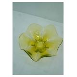 Vintage Lime-Green Ruffled Glass Bowl