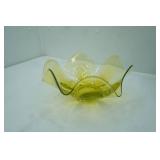 Vintage Lime-Green Ruffled Glass Bowl