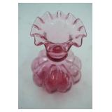 Vintage Fenton Cranberry Glass Vase 4.5" tall